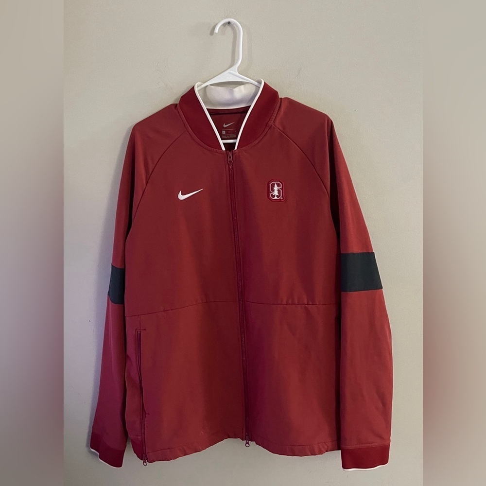 Nike Stanford Cardinal Men's Burgundy Rust Windbreaker Jacket Sports Casual